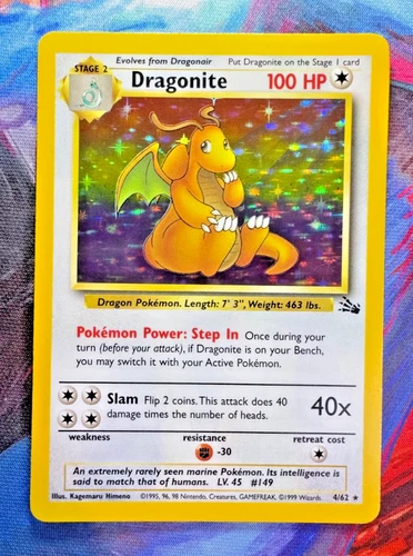 1999 Pokemon Dragonite 4/62 Fossil Holo Rare Unlimited LP WOTC Vintage Clean