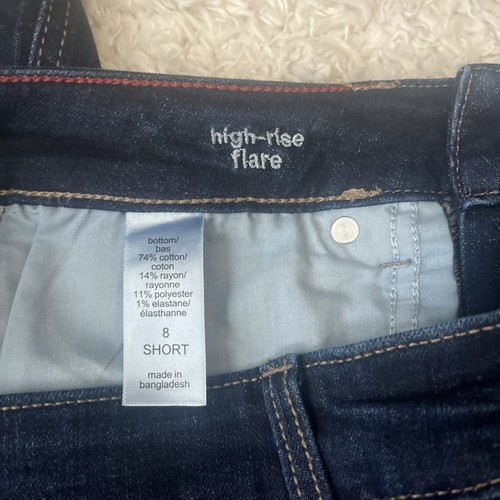 edgely By Maurices Dark Blue Jeans Size 8 Short High-Rise Flare Denim - 第 3/5 張圖片