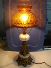 Vtg MCM Victorian Style Table Lamp w/ Fenton Globe: EUC: Works!: 20" Tall