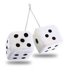 Zone Tech Pair Black And White Mirror Fuzzy Dice 3 Plush Car