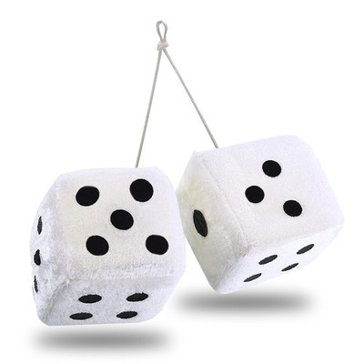 Zone Tech Pair Black and White Mirror Fuzzy Dice   3  Plush Car 