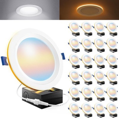 Sunco 24 Pack 6 Inch LED Recessed Light  Night Light, Flush Mount Ceiling Light