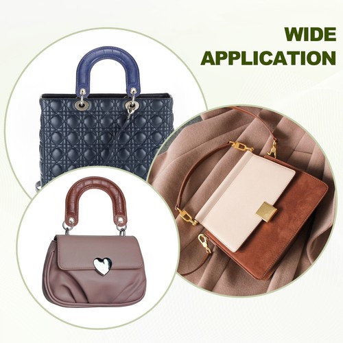 Manico per borsa in pelle PU, manico per borsa a forma di U con occhielli in ferro, bianco - Foto 5 di 6