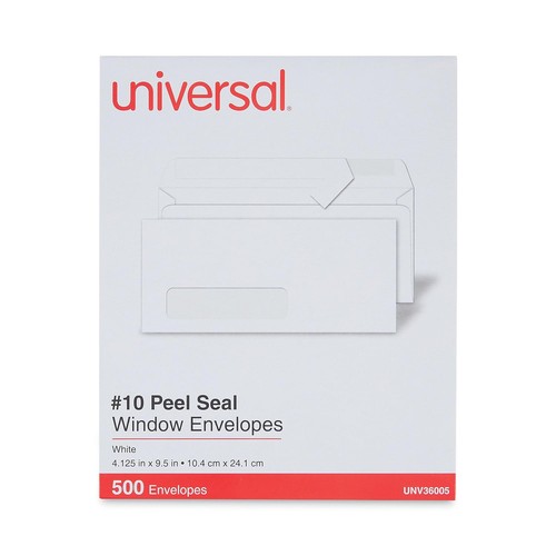 Universal 36005 Peel Seal Strip Business Envelope, #10, 4 1/8 x 9 1/2, Window, - Picture 4 of 4