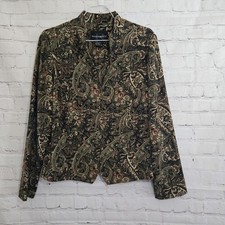 Vtg Y2k Requirements Zip-up Jacket Green Paisley Sz Sm Lightweight Boho Cottage