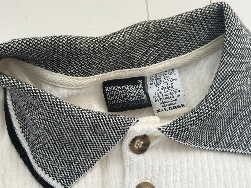 Camisa Polo Vintage Knights Bridge Blanca Para Hombre XL Manga Larga Años 90 Foto 4 de 4
