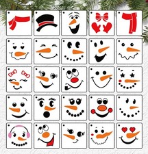 Snowman Face Stencils for Painting,3  Christmas Stencils for Crafts Xmas H