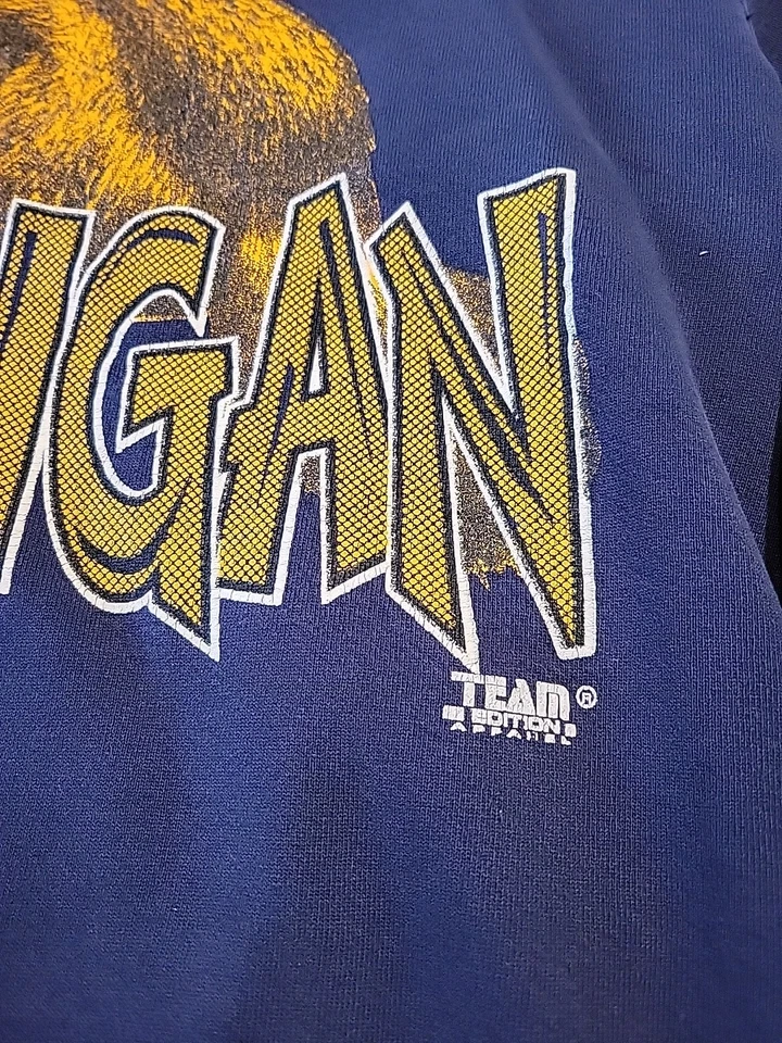 Sudadera De Colección Michigan Wolverines Cuello Redondo Para Hombres Talla LG Hecha en EE. UU. Años 90 Retro Foto 4 de 4