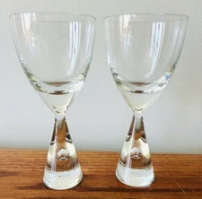 (2) Holmegaard Princess White Wine Glass 5.5” Danish Bent Severin Design Signed