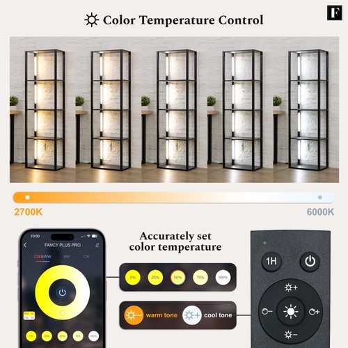 FENLO LED Floor Lamp with Shelves Fancy Pro, Dimmable Display Shelf Lamp with... - Picture 3 of 9