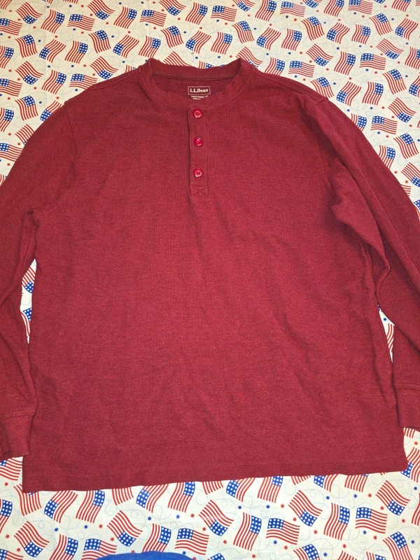 LL Bean Mens Large Two Layer River Driver's Shirt Traditional Fit Henley Dark Re