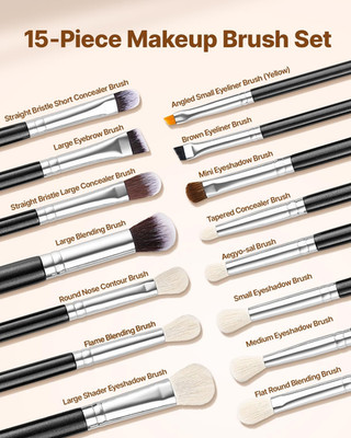 15PCS Professional Makeup Brush Set for Foundation, Blending, and Eyeshadow with