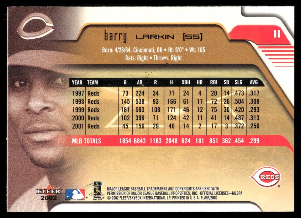 2002 Flair #11 Barry Larkin - Image 2 of 2