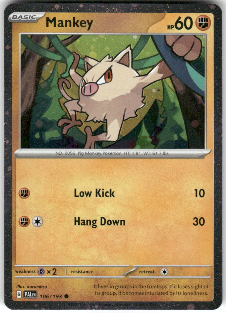Mankey (Cosmos Holo) 106/193 Common Miscellaneous Cards & Products Pokemon MP