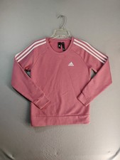 Adidas Womens Essentials 3 Stripes Fleece Sweatshirt Small Pink Long Sleeve