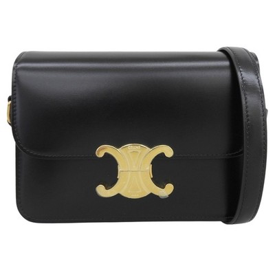 CELINE Triomphe Teen Shoulder Bag Shoulder Bag leather black
