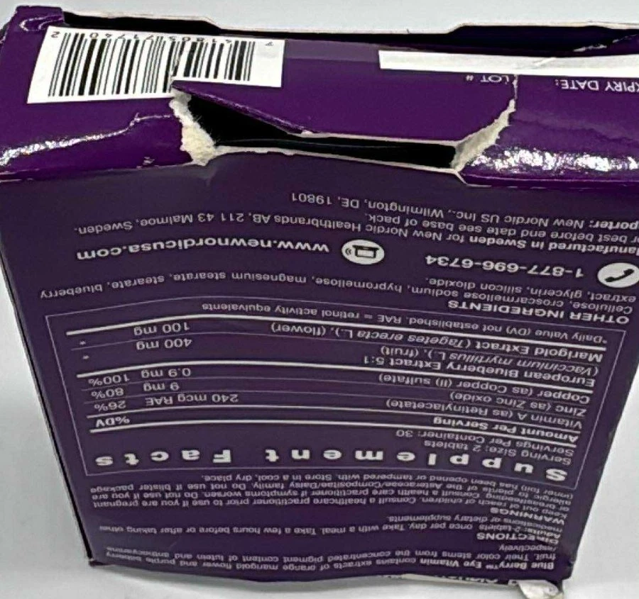 3PK Nueva Vitamina Ojo Baya Azul Nórdica ~ 60 Tabletas CADA UNA ~ LEER ~ CADUCIDAD 26/09 Foto 3 de 3