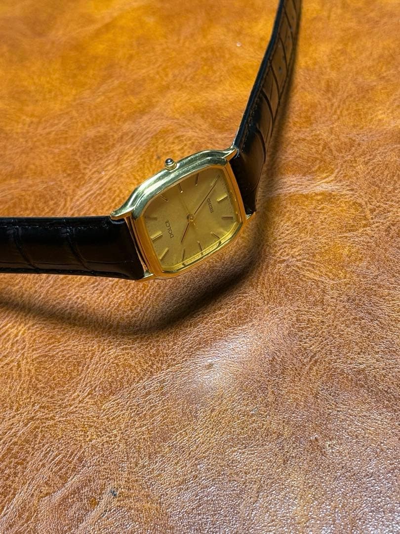 Seiko Dolce Rectangular 90's Gold Scroll Watch Wo… - image 9
