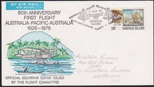 NORFOLK IS 1976 flight cover - 50th Anniv first flight to Australia........D6590