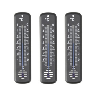 3 Stück Außen Thermometer Set Schwarz Analog für Garten Innen Balkon Terasse