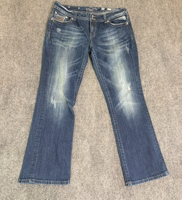 Miss Me Buckle 8 Design Denim JE5002E4OR Easy Boot Jeans Cotton Blend Size 34