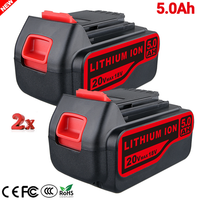 2X Aeboren 5,0Ah Akku Li-Ion FüR Black+Decker 18V BL3018 BL3020 LBXR20-OPE LB20