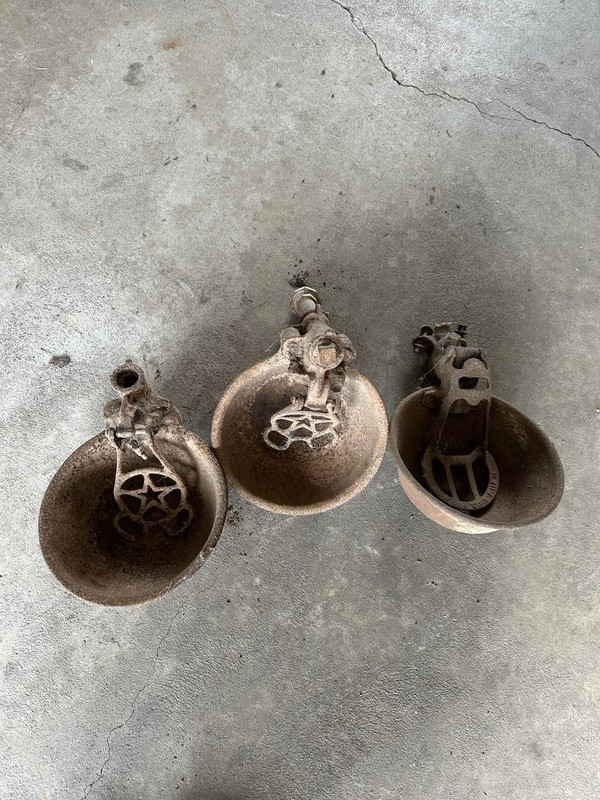 3 Vintage Cast Iron Cattle Watering Bowls