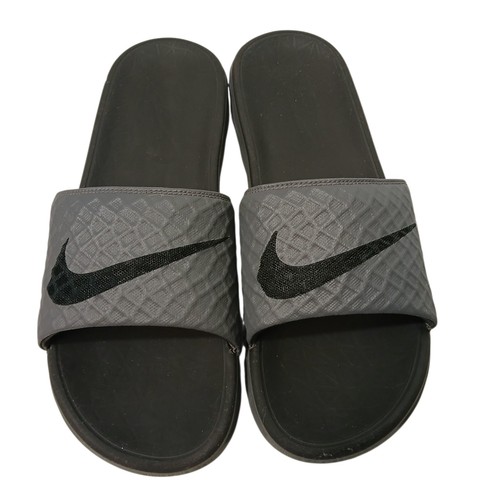 Nike Benassi Solarsoft Schlappen Schuhe grau Swoosh Komfort Sandale Herren 11