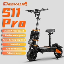 6000W Folding Dual Motor 60V 43Ah Adult Electric Scooter 11" Road Tire E-Scooter