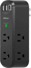 USB Outlet Extender Surge Protector - with Rotating Plug, 1800 Joules, AC Multi