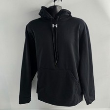 Under Armour Men  s Black Fleece Pullover Hoodie XXL Logo Kangaroo Pocket 6467