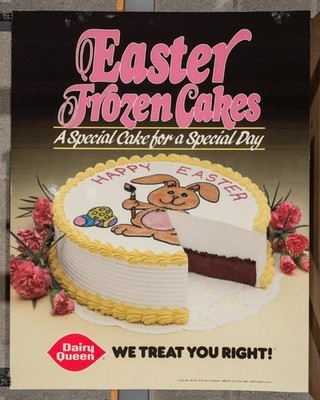 Dairy Queen Promotional Poster Easter Frozen Cakes 1988 