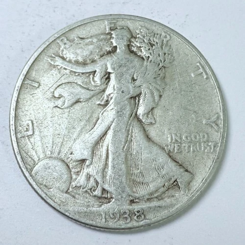 1938 50C Walking Liberty Half Dollar 90% Silver Fine Details #4544