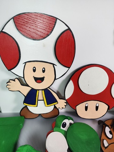 Super Mario Bros Set Decorazione Parete Legno Fatto a Mano 25pz - Sala Giochi Dipinta Personalizzata - Foto 8 di 14