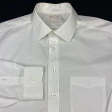 Roundtree Yorke Gold Label Mens Dress Shirt 17-33 White Fitted No Iron