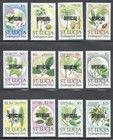 St Lucia Mint MH O28/O39 Officials endangered trees set, flowers flora 1990