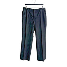 Chaps wool dress pants women Sz 14 straight leg pin-stripe black pockets zipB-26