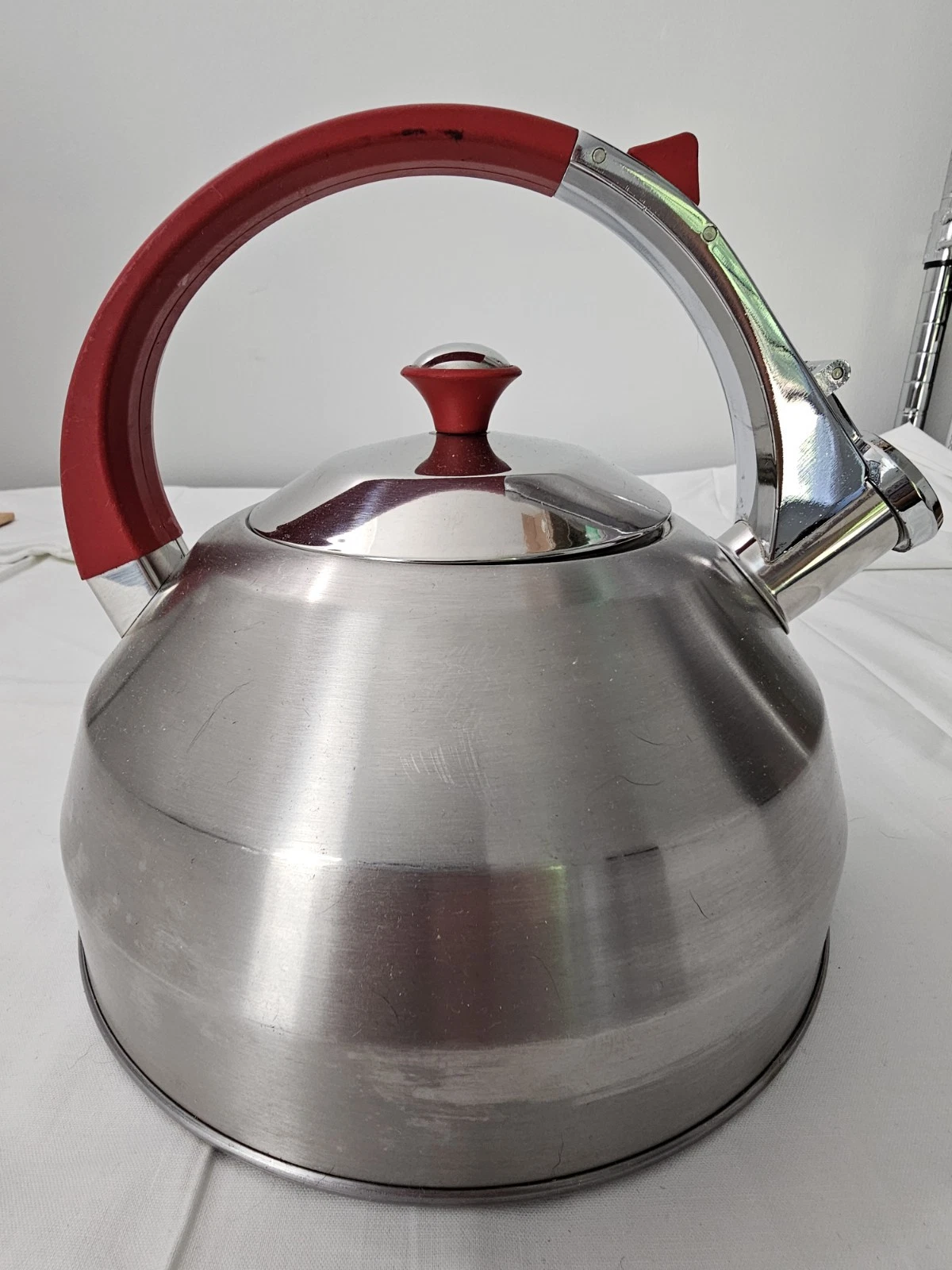 Palm Restaurant Stainless Steel Whistling Tea Kettle Red Induction Gas
