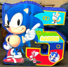 Piñata hecha a mano con número de cumpleaños personalizado Sonic 29"x8"