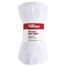 Hyper Tough 100 Cotton 14" x 17" All Purpose Terry Towels, 18 Pack, White