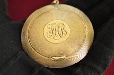Pendentif compact ancien en argent sterling - probablement européen - 40 g, 2,75", miroir