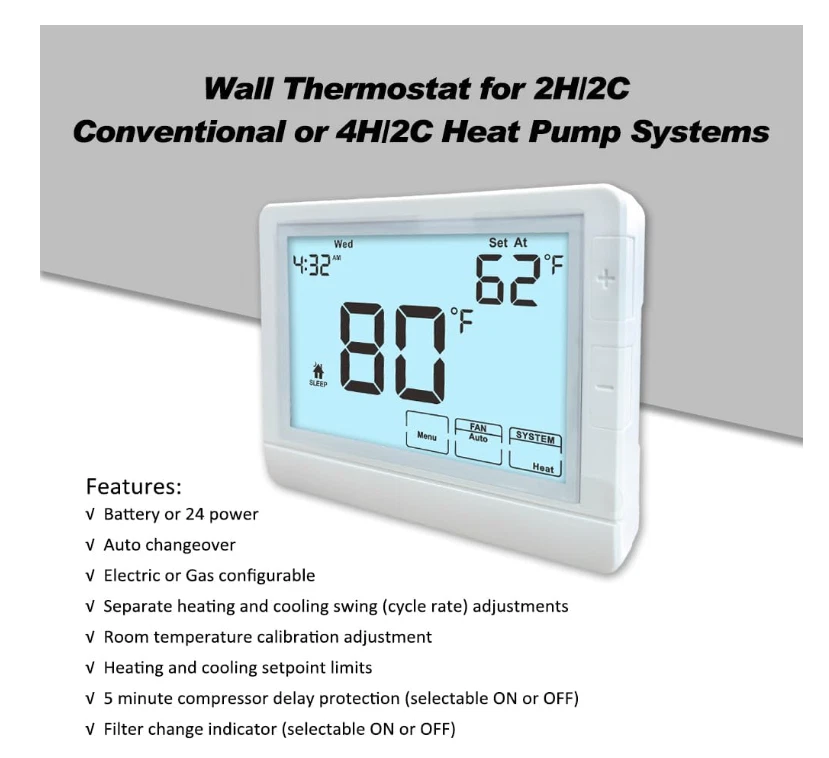 Home Programmable Auto Changeover Thermostat  Conventional Single-Stage Switch - Image 2 of 4