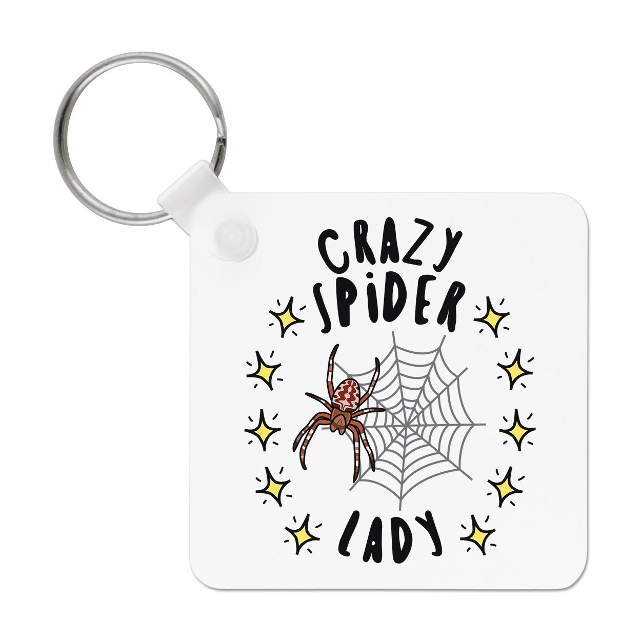 Crazy Spider Lady Stars Keyring Key Chain Mum Mothers Day Girlfriend Funny