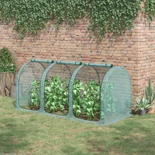 Outsunny 9 x 4ft Crop Cage with Zippered Doors and Storage Bag, Green