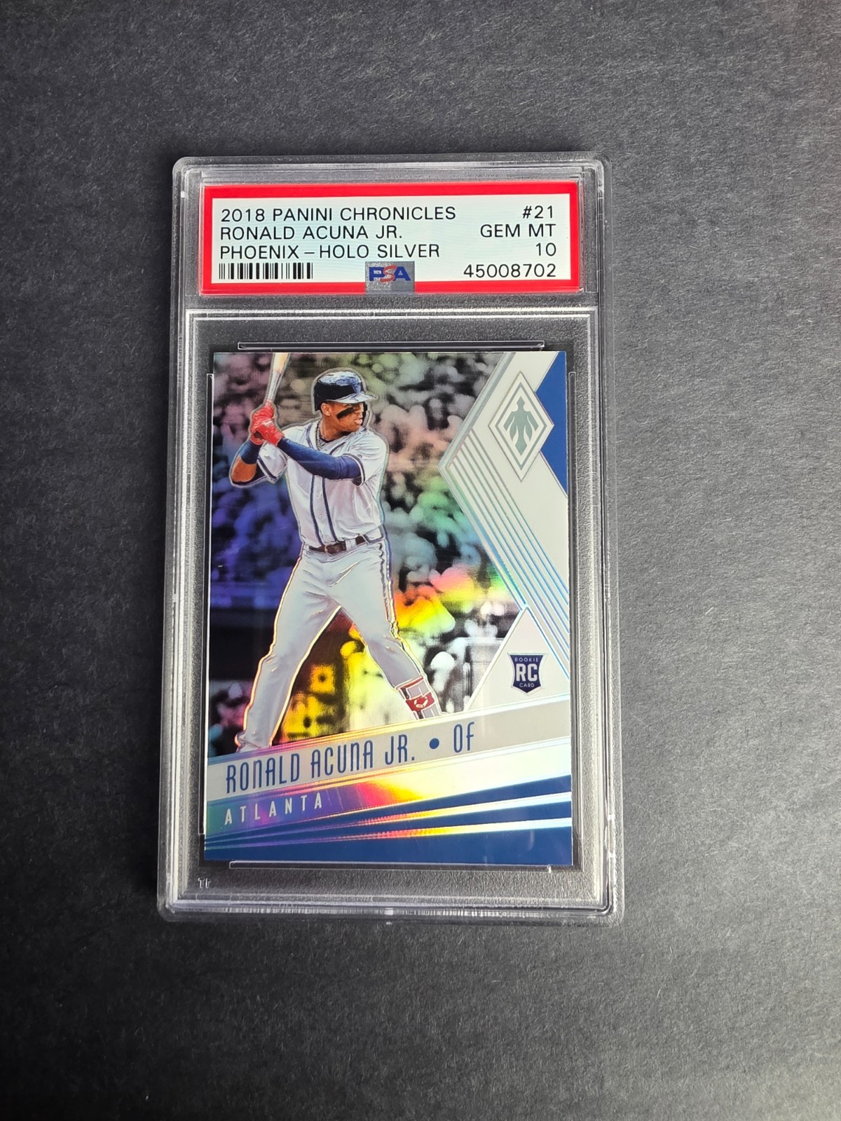 2018 Panini Chronicles RONALD ACUNA JR Phoenix Holo Silver #21 PSA 10 LOW POP