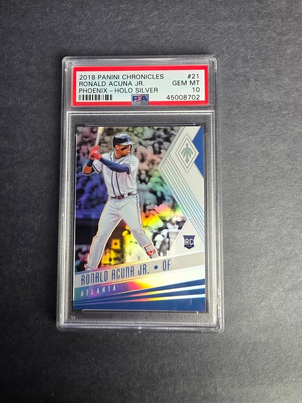 2018 Panini Chronicles RONALD ACUNA JR Phoenix Holo Silver #21 PSA 10 LOW POP