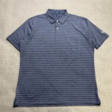 Peter Millar Crown Crafted Polo Mens XL Blue Striped Golf Shirt