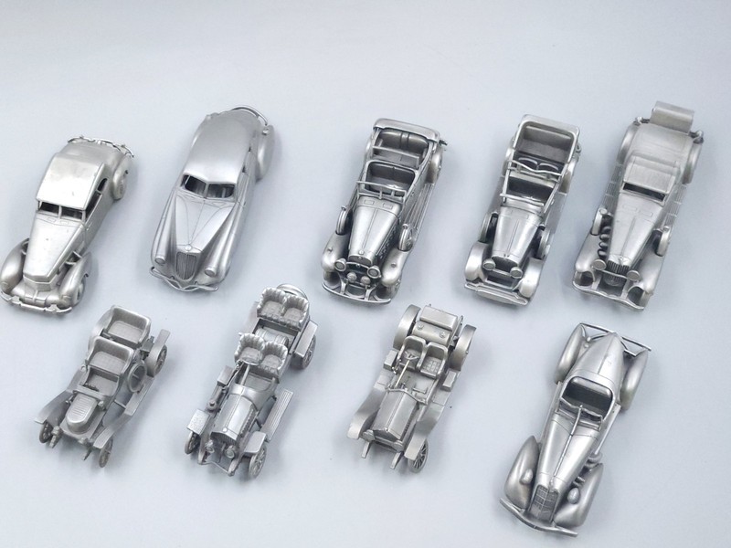 Lot of 9 Danbury Mint Pewter Vintage Classic American Motorcar Collection