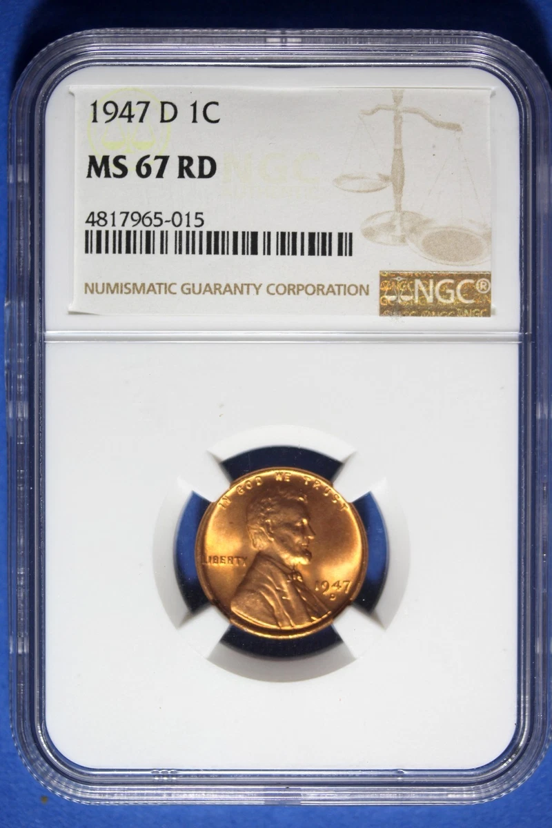 MS 67 Graded 1947 Year Lincoln Wheat US Small Cents (1909-1958