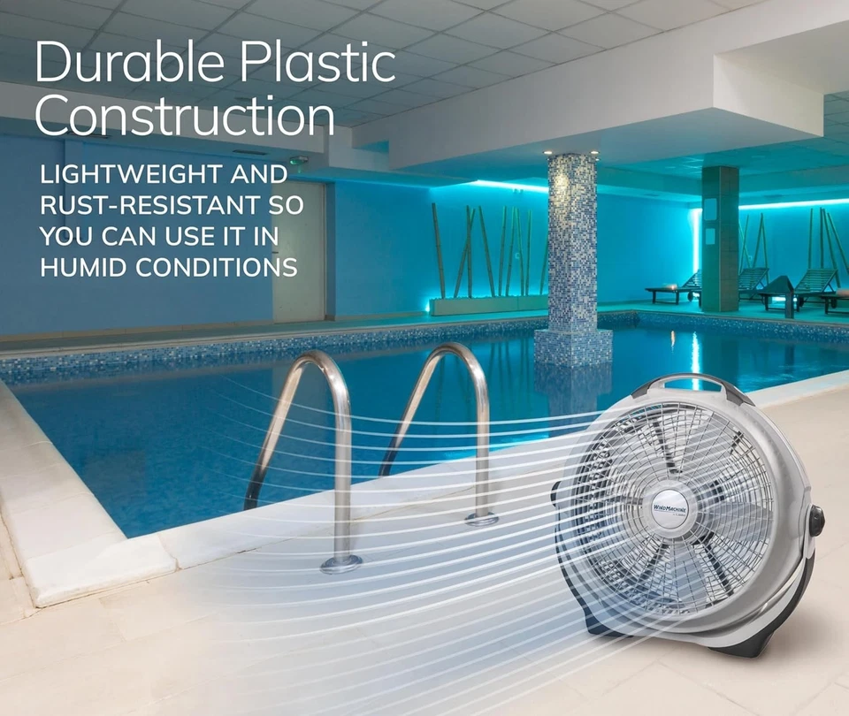 风机风扇,空气循环风扇带 3 速,20 英寸灰色 — 第 4/4 张图片